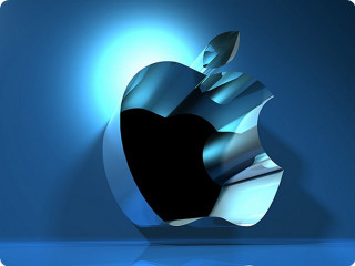 Apple logo blue background reflection - an apple logo free wallpaper for desktop