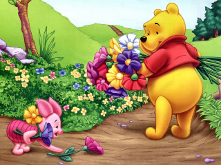 Winnie the pooh bouquet piglet - synthetism free wallpaper