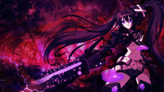 Anime girl sword purple background - swirl free wallpaper