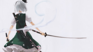 Woman green dress sword white - concept art free wallpaper