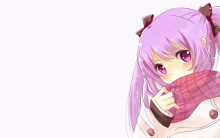 Girl purple hair pink scarf - a pink scarf free wallpaper
