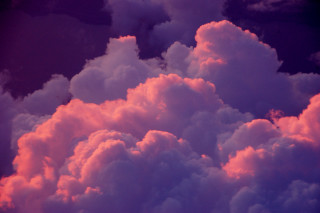 Purple sky clouds plane flying - the distance in the distance free wallpaper