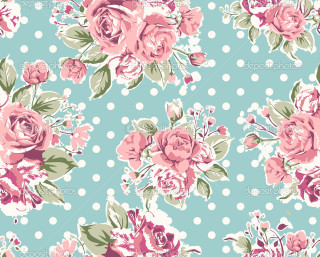 Blue pink flowered wallpaper polka - annabel kidston free wallpaper for desktop