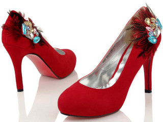 Red high heels flower on - alexander mcqueen free wallpaper
