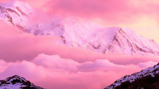 Snowy mountain pink sky cherry - a pink sky free wallpaper