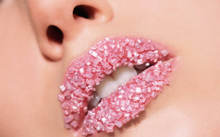 Pink glitter lips white lipring - her lip free wallpaper