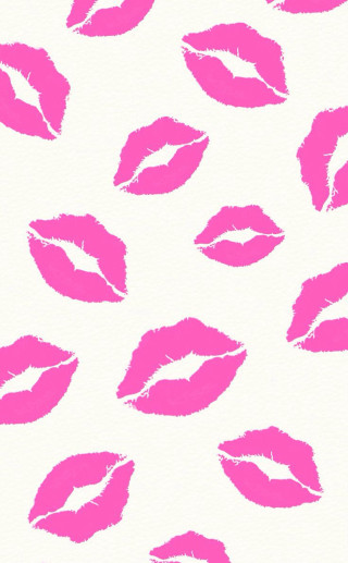 Pink lipstick print white background - free aesthetic wallpaper for mobile