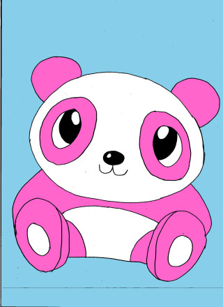 Pink white panda blue background 2 - fan qi free wallpaper for mobile