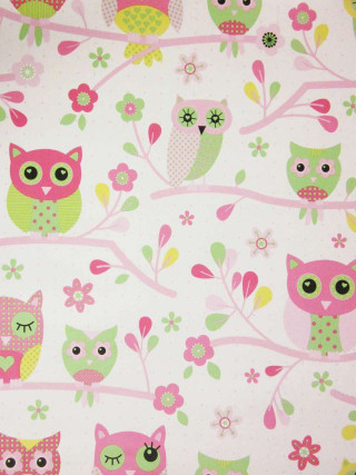 Pink green owl flower fabric - owl free wallpaper for mobile