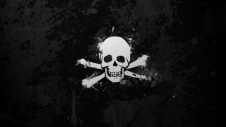 Skull crossbones black background white 6 - spot free wallpaper