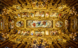 Ceiling paintings chandeliers gold trimmings - a ceiling free wallpaper