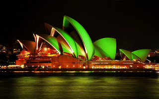Large green building night lights - charles mcauley free wallpaper for desktop
