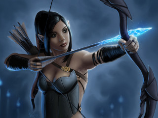 Woman bow arrow lightning bolt - art of brom free wallpaper