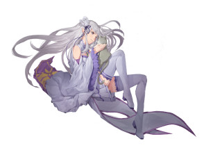 Woman long hair sitting floor - the other hand free wallpaper