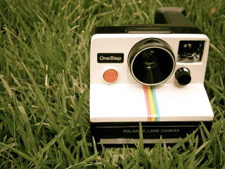 Polaroid camera grass rainbow strip - lomography free wallpaper