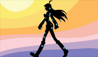 Silhouette woman sunset stars head - animation free wallpaper