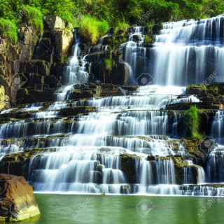 Waterfall large water flowing stock - free spring wallpaper for tablet