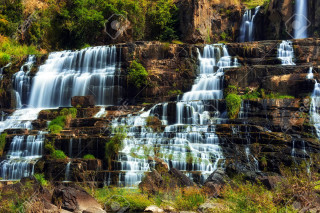 Waterfall large flowing water stock - a large amount of water free wallpaper