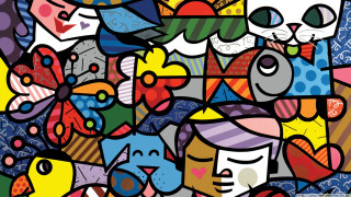 Cat fish colorful shapes variety - a pop art painting free wallpaper