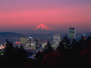 City skyline mountain dusk pink 2 - a pink sky free wallpaper