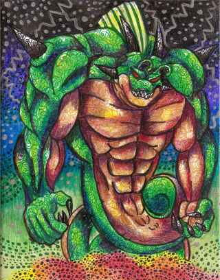 Green monster yellow hat dragon - a black nose free wallpaper for mobile