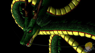 Green dragon red stripes head - a yellow tail free wallpaper