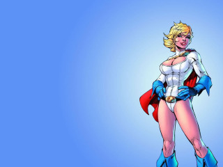 Cartoon woman white blue outfit - a red cape free wallpaper for desktop