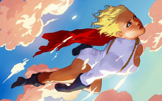 Girl flying red cape cartoon - a cartoon of a girl free wallpaper