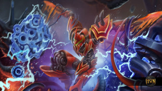 Red black robot lightning fire - robot free wallpaper for desktop