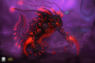 Red black dragon glowing sharp - dragon free wallpaper