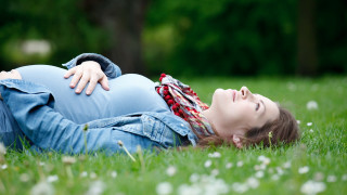 Pregnant woman grass park head - a park free wallpaper for desktop