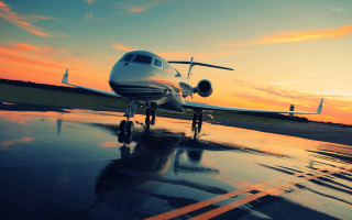 Small plane runway sunset dawn 4 - the runway free wallpaper
