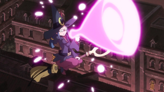 Woman flying large object building - her hand and a building in the background free wallpaper