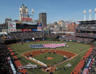 Baseball field american flag crowd 2 - a baseball field free wallpaper