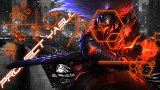 Man sword futuristic city neon - asai chū free wallpaper