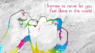 Colorful two people holding each - a quote below free wallpaper