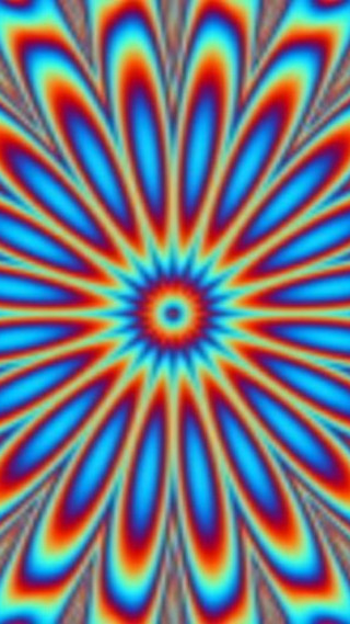 Blue red flower red center - psychedelic free wallpaper for mobile
