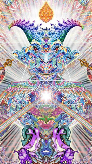 Colorful abstract artwork large star - alex grey free wallpaper for mobile