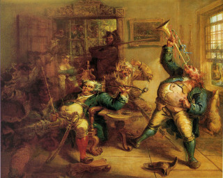 Group people room man woman - classical painting free wallpaper