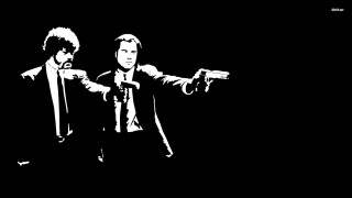Two men suits holding guns - the other pointing free wallpaper
