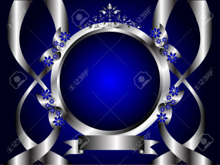 Blue silver flowers frame ribbon - blue flower free wallpaper