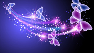 Purple background butterflies flying stars 2 - white dot free wallpaper