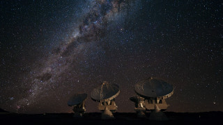Satellite dishes night sky stars 3 - milky free wallpaper