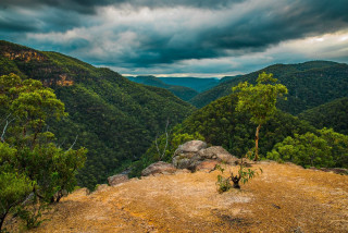 Valley trees mountains cloudy sky - david boyd free wallpaper for desktop