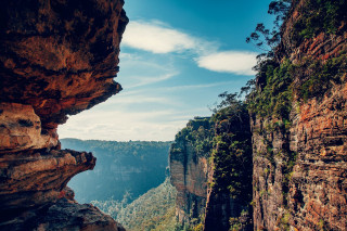 Cliff view cliff face trees - sense of awe free wallpaper