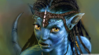 Blue woman braids head eyes - headdress free wallpaper