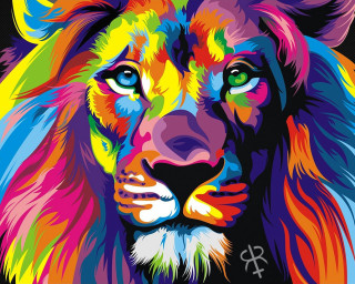 Colorful lion black white backgrounds - a pop art painting free wallpaper for desktop