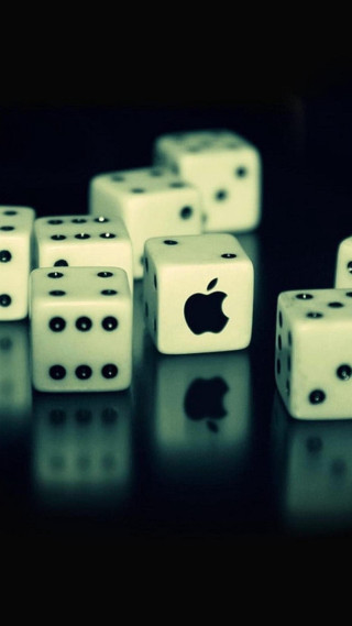 Dices apple logos table reflection - the surface free wallpaper for mobile