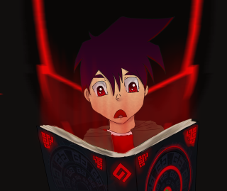 Cartoon character reading book red - vanita free wallpaper