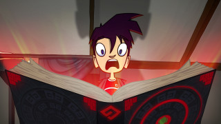 Cartoon boy reading book shocked - his face and mouth free wallpaper
